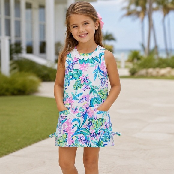 Lilly Pulitzer Dresses & Skirts - Lilly Pulitzer Girl Floral Shift Dress 6 Tropical Resort Preppy Coastal Coquette
